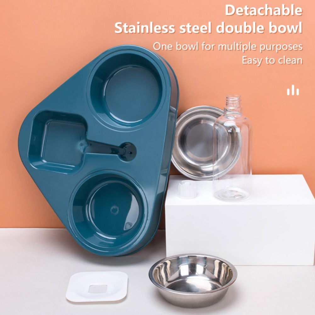 500ML Pet Dog Feeder Bowl With Water Bottle