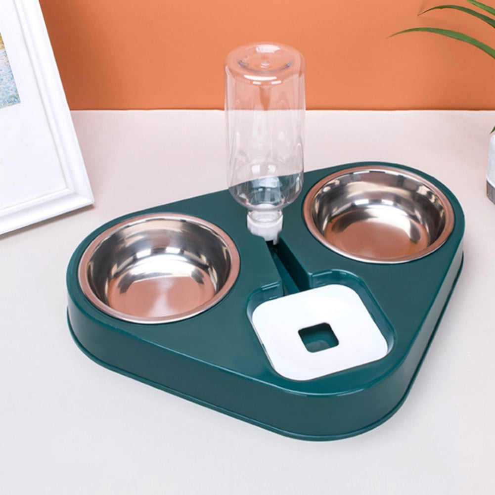 500ML Pet Dog Feeder Bowl With Water Bottle