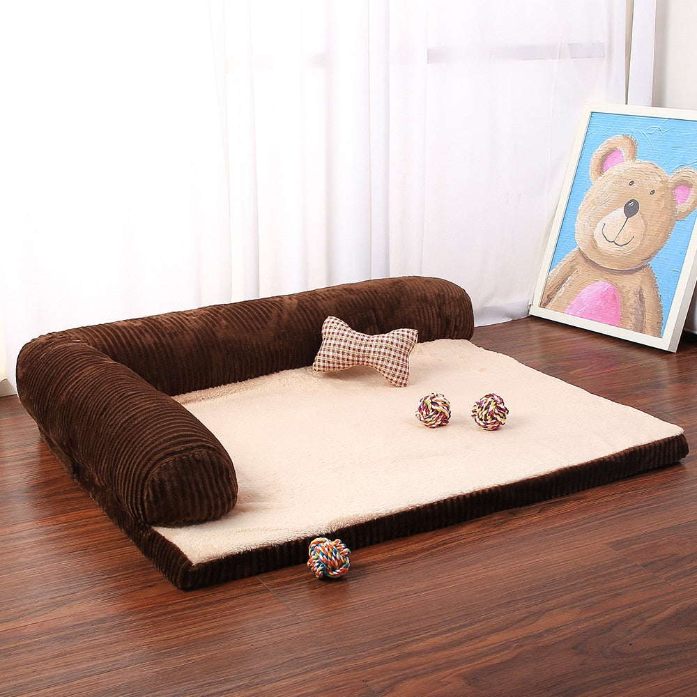 Pet Dog Sofa Bed Soft Mermory Foam Dog Beds With Pillow Puppy Kennel L Shaped Sofa Couch Bed For Big Dogs