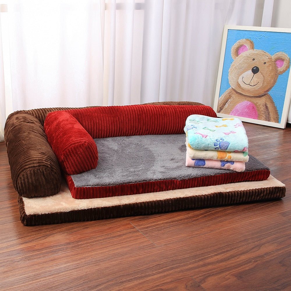 Pet Dog Sofa Bed Soft Mermory Foam Dog Beds With Pillow Puppy Kennel L Shaped Sofa Couch Bed For Big Dogs